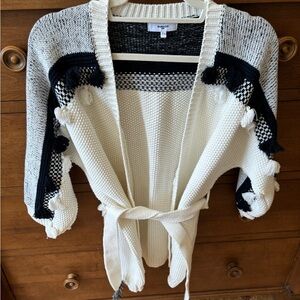 SUNCOO Black and Cream Tassel Cardigan